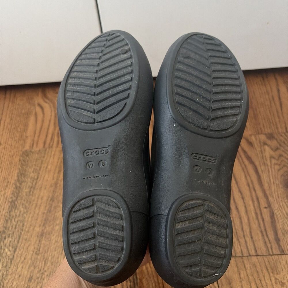 CROCS Womens Kelli Ballet Flat Size 8 Black Rubber Slip On Shoe Casual Cutouts - Picture 5 of 6
